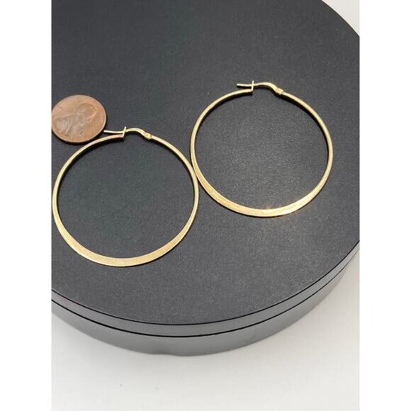 AV 925 Italy Sterling Silver Gold Plated Vermeil Hoop Pierced Earrings - Picture 8 of 8